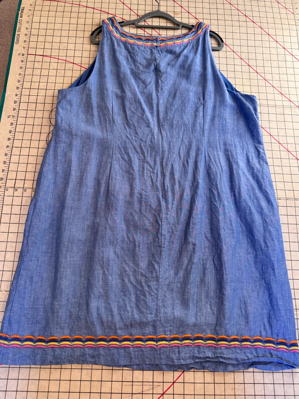 Talbots Embroidered Size 22W Linen-Blend Sleeveless Shift Dress - Picture 2 of 6